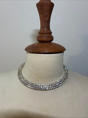 Crystal Pavé Choker and earring set- Silver-Tone with goldish patina effect